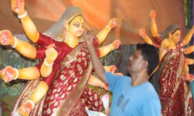 Potters of Old Dhaka busy to make idols of Goddess Durga