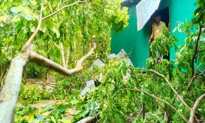 হাতিয়ায় তুফানে লণ্ডভণ্ড ঘরবাড়ি