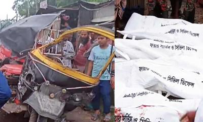 ফরিদপুরে মাহিন্দ্রা-বাস সংঘর্ষে নিহত বেড়ে ৫