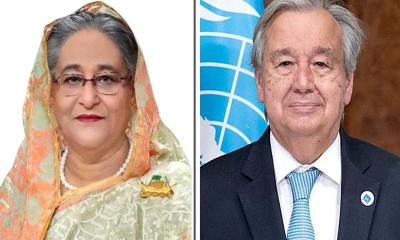 UN chief congratulates PM Hasina, pledges to work with her govt